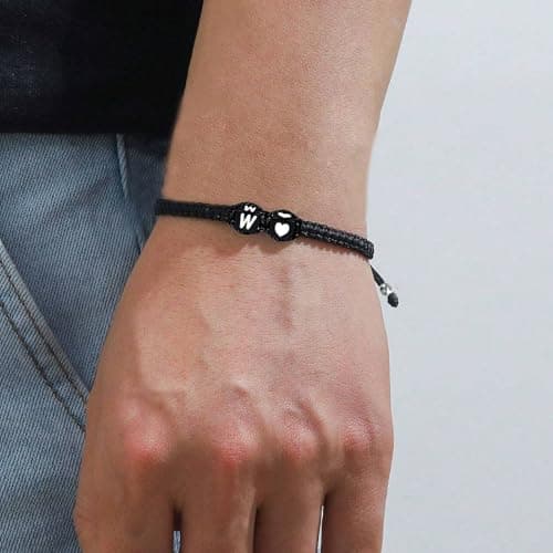 Couples Initial Bracelet for Men & Women: Personalized Gift for Bf & Gf