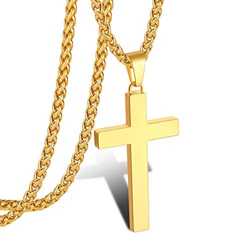 P. Blake Stainless Steel Cross Pendant Necklace for Men & Boys