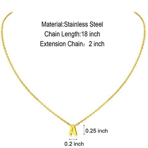 MOMOL Tiny 18K Gold Plated Personalized Initial Necklace for Women