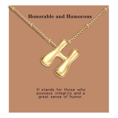 VOJO Gold Plated Balloon Letter Pendant Necklace for Women
