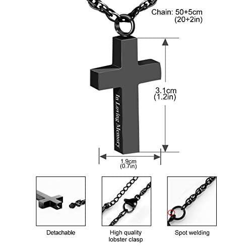 Dletay Personalized Cremation Cross Necklace for Ashes Holder Jewelry-In Loving Memory