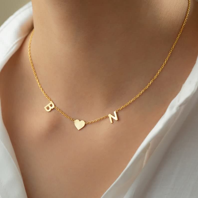 Yopicks Custom Initial 14K Gold Plated Necklaces for Women | Personalized Mama Gift