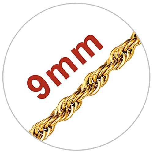 Men's 18K Gold Plated Figaro Chain Necklace 3mm-9mm, 16"-30"