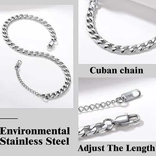 Richsteel Women's Wheat Chain Anklets, Cuban/Figaro/Spiga, 18K Gold Plated, Beach Waterproof
