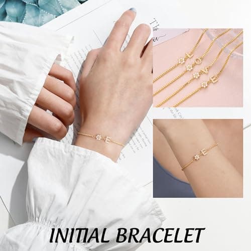 Donyude Floral Adjustable 14k Gold Plated Teen Bridesmaid Bracelet Gifts