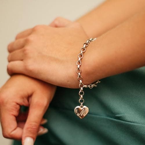 Monily Initial Charm Heart Bracelet Jewelry for Teen Girls