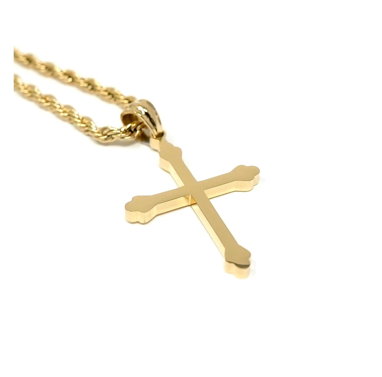 ADORATO JEWELRY 18K Gold Cross Pendant Charm with 3MM Rope Chain for Men & Women