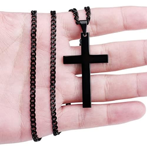 Bluelans 316L Stainless Steel Cross Pendant Necklace | Silver/Gold/Black_chain Easter Birthday Christmas Thanksgiving Va