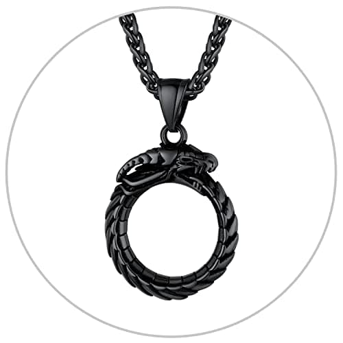 Retro Black Stainless Steel U7 Animal Pendant Necklace for Men & Women Cool Gift