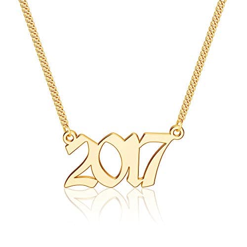 Ursteel Personalized Birth Year Necklace, 18K Gold Plated