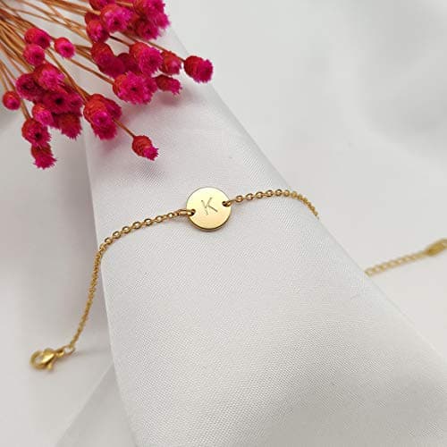 18K Gold Plated Stainless Steel Personalized Initial Bracelet for Women