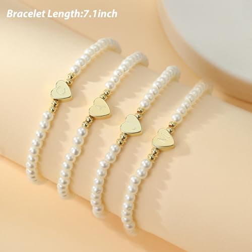 2025 Trendy Gold Initial Pearl Bracelet for Women