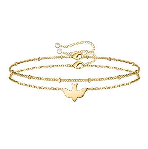 Turandoss Women's 14K Gold Plated Evil Eye Layered Bracelet