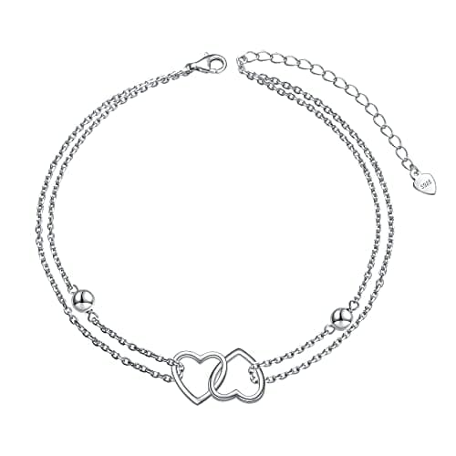 S925 Sterling Silver Evil Eye Starfish Heart Anklet for Women