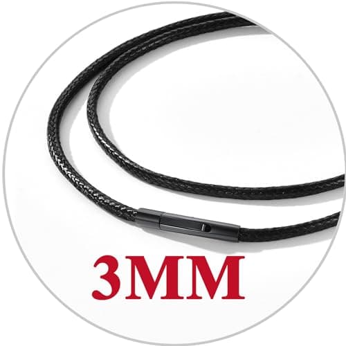 Customizable U7 Leather Cord Necklace - Black/Brown 3mm/2mm, Stainless Steel Clasp, 16-30"