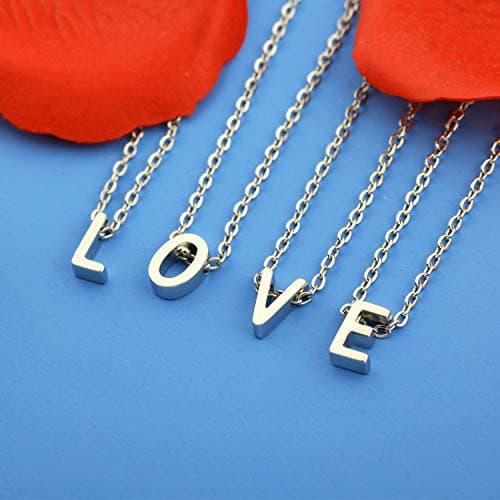 MOMOL Women's Stainless Steel Initial Necklace Personalized Name NecklaceSetBranchting