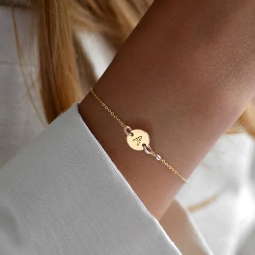 Personalized 18K Gold Plated Initial Charm Bracelet for Women