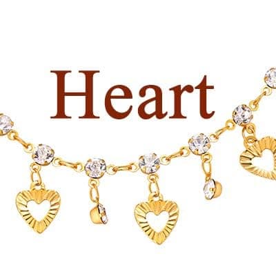 18K Gold or Rose Gold Stainless Steel Heart/Rope/Figaro/Cuban Chain Ankletbracelet, 25-30 CM