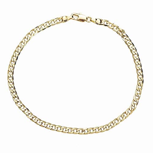 Kelistom 14K White Gold Plated Cuban Link Anklet Bracelets