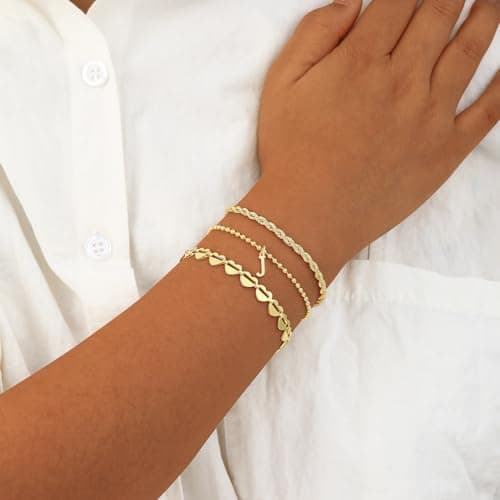 Tasiso 18K Gold Plated Initial Bracelet for Women Dainty Monogram Jewelry Gifts