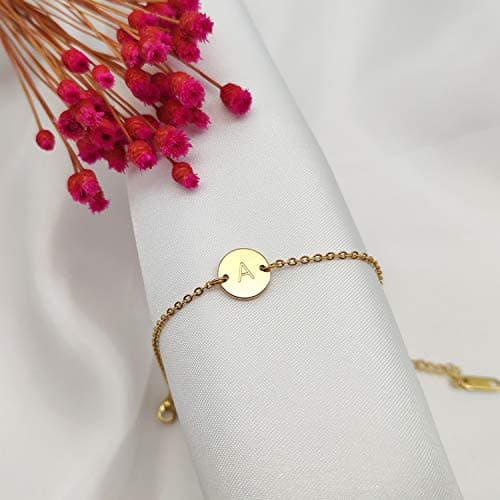 Ovian Initial Charm 18K Gold Plated Stainless Steel Bracelet