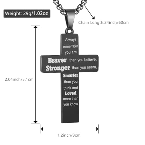 RWQIAN American Flag Cross Necklace for Men, Christian Faith Jewelry Gifts for Him