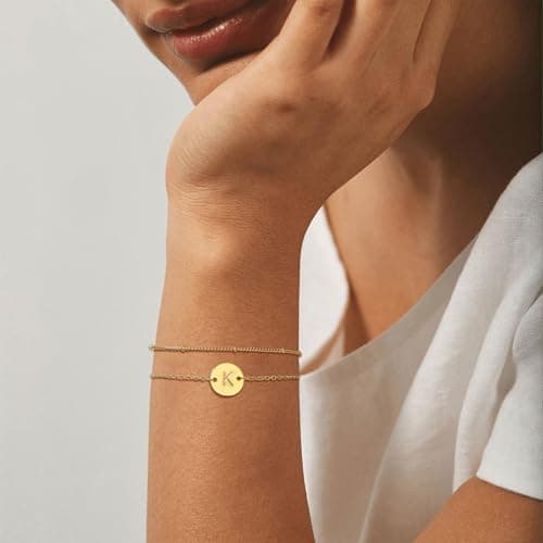 KAERUN Gold Filled Initial Bracelets for Women Personalized Gifts