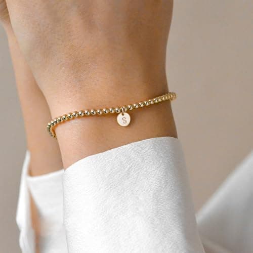 NOMOKOS Initial Bracelet for Women and Teen Girls - 18K Gold Plated Charm Disc Jewelry