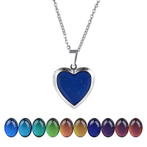 FM42 Temperature Sensing Color-Changing Pendant Necklace with Stainless Steel Chain