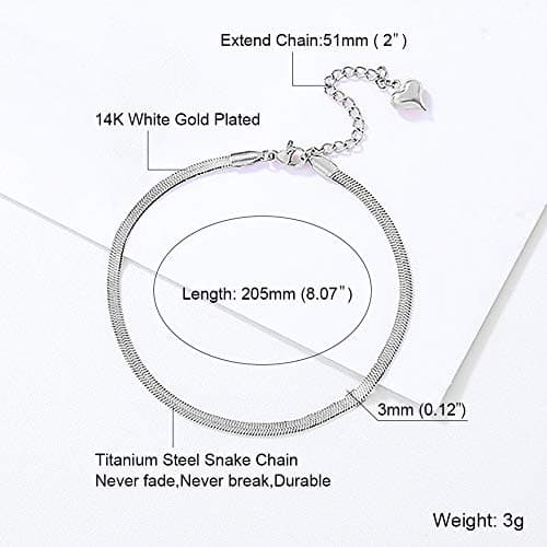 LANDOOK 14K Gold Plated Snake Chain Anklet for Women