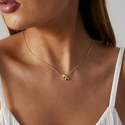 VIROMY Gold Initial Heart Necklace for Women Dainty 14K Gold Plated Pendant Jewelry