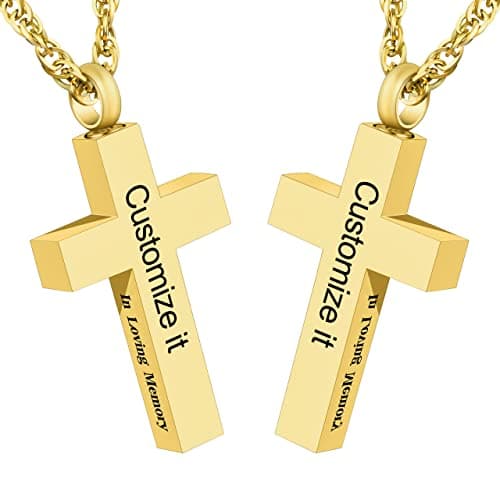 Dletay Personalized Cremation Cross Necklace for Ashes Holder Jewelry-In Loving Memory