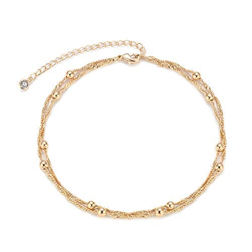 MEVECCO Gold Plated Dainty Anklet for Women Boho Beach Jewelry