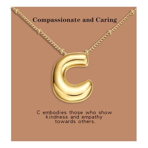 VOJO Gold Plated Balloon Letter Pendant Necklace for Women