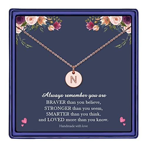 Hidepoo 14K Gold/Rose Gold Plated Double Sided Engraved Initial Necklaces for Girls & Women