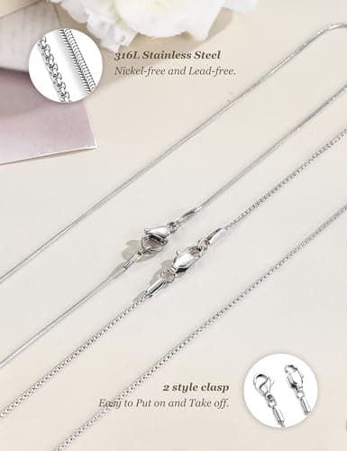 Lolis Silver Hypoallergenic Snake Chain Necklace - 1mm Thin & Strong, 16-30 Inch
