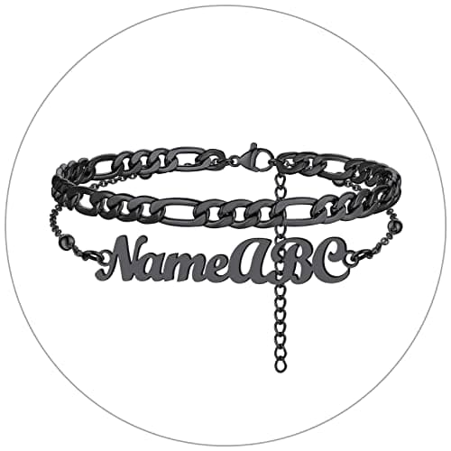 FindChic Stainless Steel Ankle Chain Bracelets, Cuban Curb/Figaro/Box Links, Adjustable Anklet