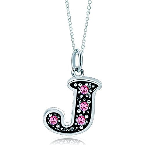 LovelyJewelry Pink Alphabet A-Z Initial Bead Necklace Pendant