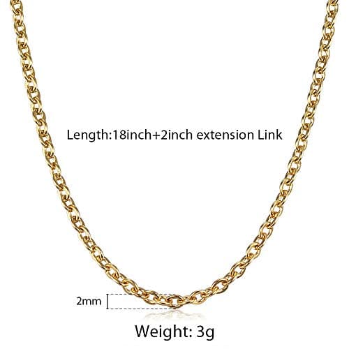 Trendsmax Gold Plated Rectangle Initial Pendant Necklace for Mens and Womens Rolo Chain