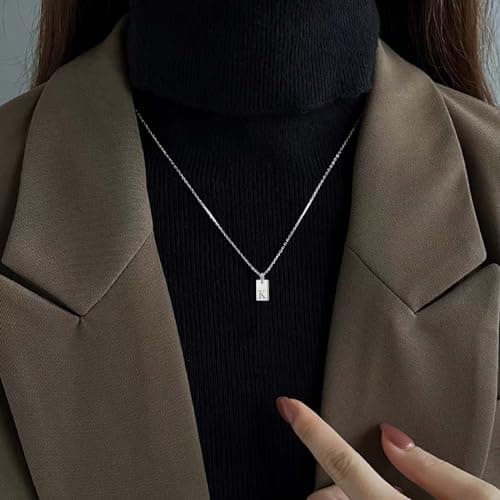 Trendy Silver Initial Pendant Necklace for Women