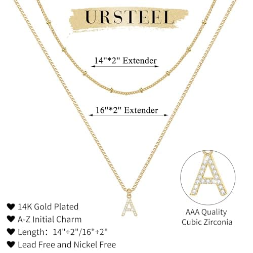 Gold Layered Initial Necklaces for Women - Dainty Letter Pendant Choker Necklaces - Trendy Christmas Gifts