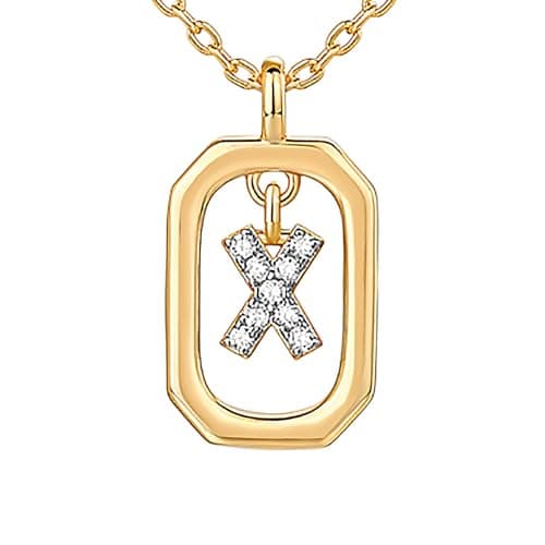 PavoI 14K Gold Plated CZ Letter Pendant Necklace for Women