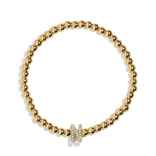 BaubleBar Pisa Stretch Bracelet - Personalized Gold-Plated Vertical Pave Initial Jewelry for Women