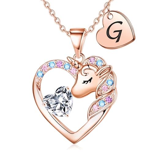 IEFRICH CZ Heart Unicorn Necklace for Girls & Teens Jewelry