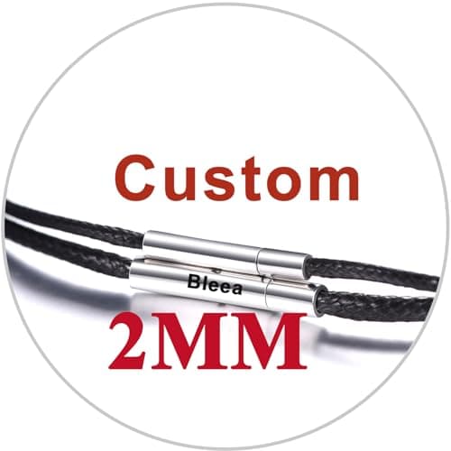 Customizable U7 Leather Cord Necklace - Black/Brown 3mm/2mm, Stainless Steel Clasp, 16-30"