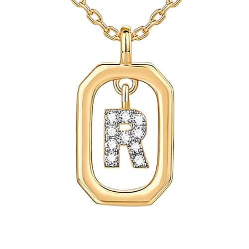 PavoI 14K Gold Plated CZ Letter Pendant Necklace for Women