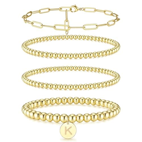 Sanfenly Gold-Plated Initial Bracelet Stack Set