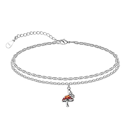 Chic Layered Sterling Silver Created Opal Anklet Bracelet Adjustible 11" Best Friend Beaded Chain