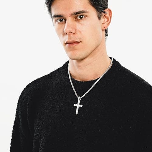 TOPGRILLZ Gold Heart Cross Necklace 14K Silver Plated Cubic Zirconia Pendant