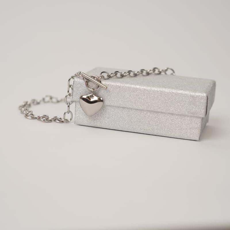 Silver Heart Pendant Necklace for Women; Unique Handmade Jewelry with Gift Box